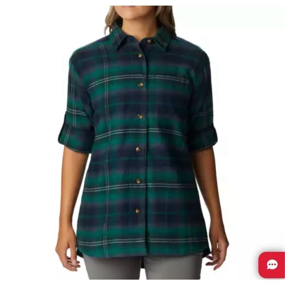 $90 Women's Columbia Holly Hideway Flannel Long Sleeve Button Up Shirt size medi